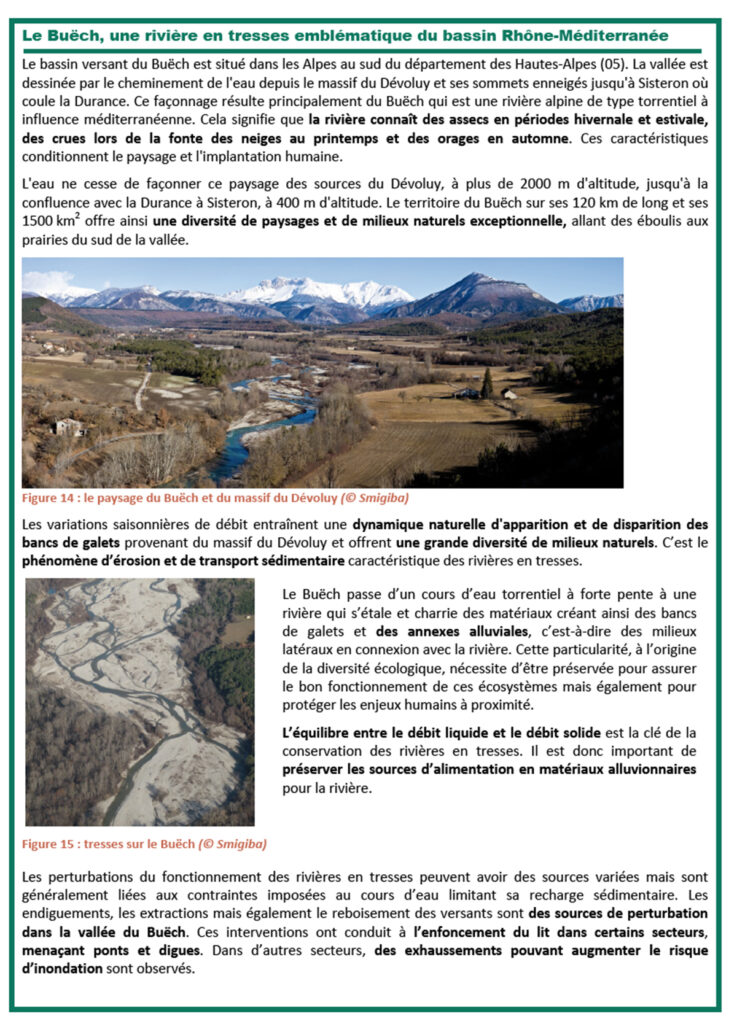 topo sur le Buëch rivière en tresses issu du guide des rivières en tresses édité par l'Agence de l'eau RMC