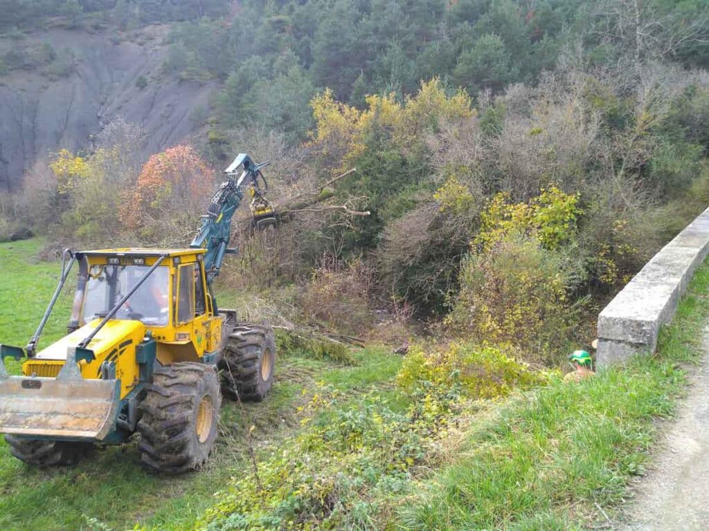 L'Aigue Vouluy à la Piarre, dégagement de la végétation en amont du pont